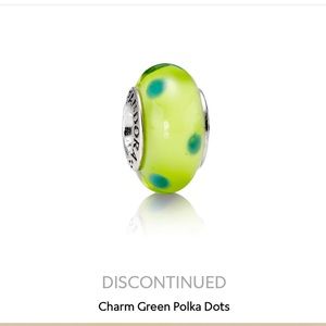 Pandora Retired Authentic Murano Green Dots Charm 🦋🤩 Sterling Silver Core